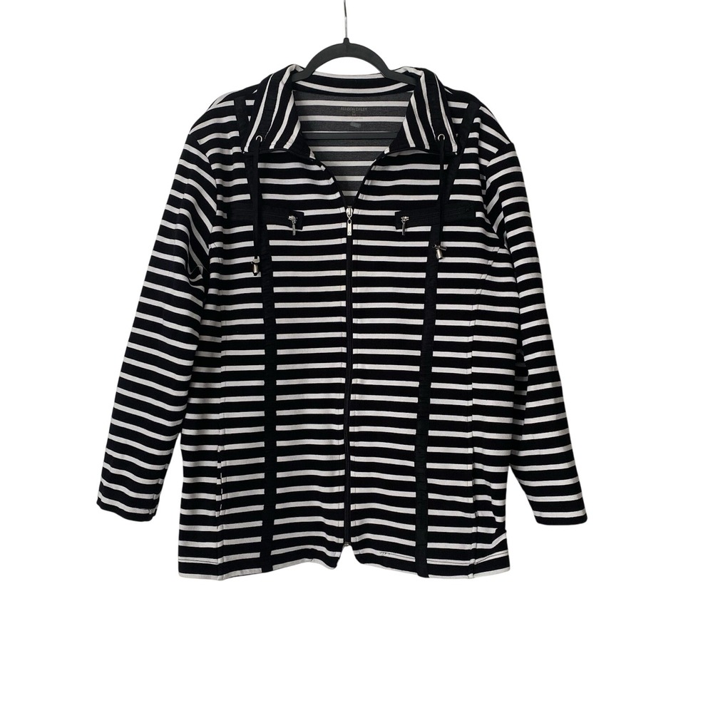 Allison Daley Women's Black‎ White Striped Jacket Shoulder Pads Size 3x